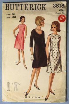 two women's dresses, one in black and the other in white with polka dots