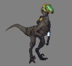 an image of a dinosaur with a helmet on