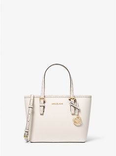 Jet Set Travel Extra-Small Top-Zip Tote Bag | Michael Kors Convertible Tote Bag, Michael Kors Tote Bags, Carryall Tote, Small Tote Bag, Zip Tote, Light Cream, Small Tote, Kors Jet Set, Hand Bags