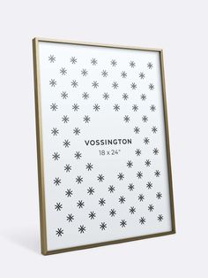 a white and wooden frame with black stars on the bottom that says vosington