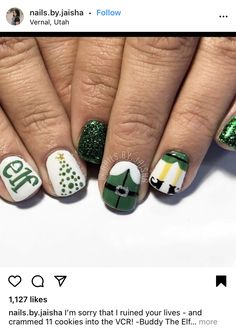 Elf Nails, Cute Korean Nails, Easter Nails Designs, Nail Art Noel, Xmas Nail Art, Nails Art Designs, Cute Christmas Nails, Korean Nails, Christmas Gel Nails