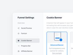 the funnell settings page for cookie banner