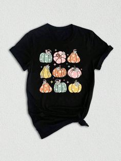 Are you ready to embrace the vibrant colors and cozy vibes of the fall season? Look no further than our Retro Pumpkin Shirt, the perfect addition to your autumn wardrobe.  As a true Fall Lover Shirt, this trendy piece captures the essence of pumpkin season. With its unique design and beautiful floral pumpkins, it effortlessly combines cute fall aesthetics with a touch of vintage charm.  Crafted with love and attention to detail, this Fall Vibes Shirt is a must-have for those who appreciate the b Multicolor Crew Neck Shirt For Fall, Multicolor Casual Fall Shirt, Cute Multicolor Tops For Fall, Casual Multicolor Fall Shirt, Casual Multicolor Shirt For Fall, Colorful Crew Neck Top For Fall, Cute Multicolor Fall T-shirt, Funny Print Long Sleeve T-shirt For Fall, Multicolor Short Sleeve Shirt For Fall