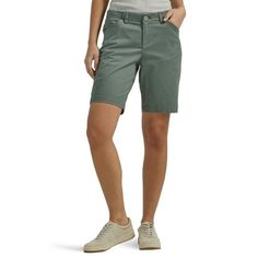 Love the length of Lees 9 Chino shorts. These shorts are crafted in a cotton stretch fabric that offers an effortless, move-with-you fit. Slightly longer chinos flatter your above the knee outfits. These mid-rise shorts are waiting for all your cutest tops and blousesthey are sure to become the seasons go-to for running around town or kicking back and relaxing. Size: 20.  Color: Green.  Gender: female.  Age Group: adult. Fitted Cotton Bottoms Mid-thigh Length, Summer Cotton Bermuda Shorts With Mid-thigh Length, Summer Cotton Bermuda Shorts Mid-thigh Length, Fitted Cotton Shorts Mid-thigh Length, Fitted Cotton Mid-thigh Shorts, Fitted Cotton Mid-thigh Length Shorts, Cotton Bermuda Shorts With Built-in Shorts, Spring Cotton Bermuda Shorts Mid-thigh Length, Stretch Cotton Mid-thigh Length Bottoms