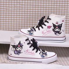 Kawaii Cartoon High Top Canvas Shoes Notice: Size is one size smaller than normal, please choose one size up Upgrade your shoe game with these Kawaii Cartoon High Top Canvas Shoes. Made with durable canvas and featuring a cute cartoon design, these shoes will make a statement while keeping your feet comfortable. Plus, the high top style provides extra support and protection. Perfect for any fashion-forward individual looking for both style and functionality. Cute Lace-up Canvas Shoes With White Sole, Cute Low-top Canvas Shoes For School, Harajuku Anime Print Sneakers With Round Toe, Cute Low-top Canvas Shoes With White Sole, Cute Canvas Shoes With Vulcanized Sole, Harajuku Style Anime Print Round Toe Sneakers, Cute Canvas Shoes With Round Toe For Streetwear, Harajuku High-top Sneakers With Anime Print, Cute Flat Sneakers With Rubber Sole