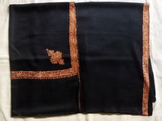 > Finest, pure Kashmiri woollen base shawl > Light weight, soft and delicate Pashmina feel > Intricate needle work > Overall really fine piece of Kashmiri shawl > Standard size of the shawl 45*90 inches/ 114*228 cms Traditional Shawl Scarf With Embroidered Border, Scarves With Embroidered Border In Traditional Drape, Traditional Scarves With Embroidered Border, Traditional Drape Scarves With Embroidered Border, Embroidered Shawl For Eid, Shawl With Embroidered Border For Eid, Festive Black Pashmina Shawl With Embroidered Border, Chikankari Embroidery Jamawar Shawl, Pashmina Shawl With Embroidered Border