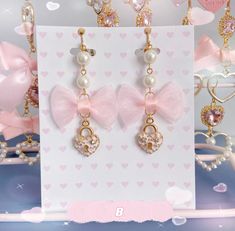 ♡ Comes with 1 Pair of Earrings♡ Material: 925 silver/gold plated with anti allergy ear pin ♡ Consult Doctor before wearing if you have sensitive skin♡ Ships out within: 15 business days Pink Aesthetic Kawaii, Gloves Aesthetic, Ear Pin, Diamond Bows, Ear Pins, Outdoor Slippers, Cute Heart, Heart Shaped Diamond, Choker Style