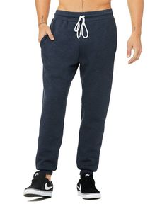 Unisex Jogger Sweatpant - HEATHER NAVY - S | Bella + Canvas Jogger Sweatpant in Heather Navy Blue Size Small | Fleece Grizzlies Logo, Montana Grizzlies, Dog Sweatshirt, Fleece Sweatpants, Comfy Pants, Sweatshirt Set, Ankle Cuffs, Fleece Joggers, Jogger Sweatpants