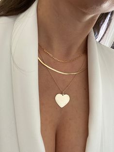 "- Heart pendant size: 25x22mm - Chain length: Choose from 16\", 18\", 20\" and 22\" - Lobster clasp - Material: 14 yellow gold" Gold Heart Pendant, Pendant Heart, Heart Pendant Gold, Sherman Oaks, Gold Heart, Heart Of Gold, Chain Lengths, Chain Length, Heart Necklace