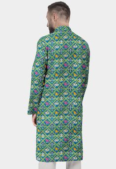 Printed Art, Straight Kurta, Sea Green, Ships, India, Silk, Art Prints, Green, Art