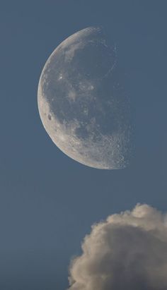 the moon is in the sky with clouds around it