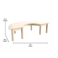 a table with two benches and measurements for each piece in the same size as shown