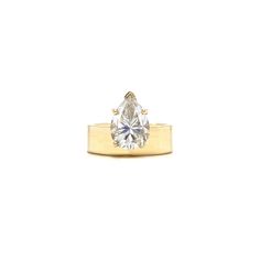 14K SOLID GOLD (REAL GOLD, not gold-filled, not gold-plated) *18K, 22K, 24K and Platinum available upon request - Band Width: 5mm Stone Options: - CZ: 10x7mm  - Moissanite: DEF VVS1, 2ct *comes with certification - Lab-Grown: E VS1, 2.03ct *comes with IGI certification - Natural: F VS2, 2.03ct *comes with GIA certification **message us for different stone qualities ships via FedEx Express with insurance and signature upon delivery lower pricing via PayPal and Venmo available, message for details Timeless 14k Gold Teardrop Ring, Fine Jewelry 14k Gold Pear-shaped Diamond Ring, Modern Yellow Gold Wedding Ring With Center Stone, Pear-shaped 14k Gold Diamond Ring, Gold Diamond Cut Ring In Recycled Gold, Classic 14k Gold Pear-shaped Jewelry, 14k Gold Pear-shaped Diamond Ring, 14k Gold Pear-shaped Jewelry, Pear-shaped 14k Gold Diamond Ring In Fine Jewelry Style