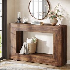 Farmhouse Console Table, 47 Wood Entryway Sofa Table with Storage Tribesigns Industrial Hallway, Sofa Table With Storage, Table Behind Couch, Accent Table Decor, Wood Sofa Table, Farmhouse Console Table, Narrow Console Table, Entryway Console Table, Entryway Console