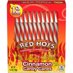 red hots cinnamon candy canes are in the package