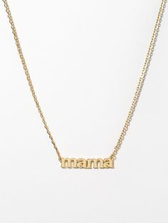 In celebration of all the mamas around the world, treat the mamas in your life to the piece of jewelry they deserve with this gold mama necklace designed by actress and new mom Daniella Monet. Dipped in 14k gold, this charming mom necklace also features a tiny BB heart at the end of its extender. Get this double-cute gold mama necklace before it's gone!The perfect mom necklace  Ideal gift for Mother's Day  Everyday jewelry Unlike Jennifer Fisher, Alexander Wang, david Yurman, Net-a-porter, Misso Daniella Monet, Pink Sapphire Ring Engagement, Style Moodboard, Mama Necklace, Necklace Mom, Candy Jewelry, Minimal Necklace, Necklace Love, Solid Gold Earrings