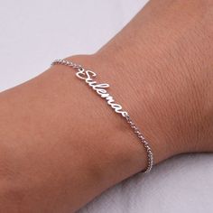 Name Bracelet-sterling Silver Name Bracelet-silver - Etsy Mother Family, Jewelry Bridesmaid, Birthday Gifts For Best Friend, Personalized Bridesmaid Gifts, Name Jewelry, Unique Bracelets, Name Bracelet, Personalized Bracelets, Mens Jewelry Bracelet