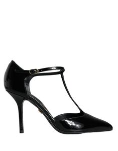 Dolce & Gabbana Black Leather T-strap Stiletto High Heels Shoes Model Heels, T Strap Heels, High Heels Shoes, Dolce E Gabbana, Patent Leather Pumps, Heels Sandals, Footwear Design Women, High Heels Stilettos, Leather Buckle