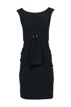 Current Boutique-Zac Posen - Black Sleeveless Empire Waist Dress w/ Belt Detail Sz 4 Black Belted Evening Dress, Elegant Black Belted Dress For Party, Elegant Black Belted Dress For Work, Fitted Black Belted Dress For Evening, Elegant Dresses With Belt Loops, Elegant Black Belted Dress For Evening, Elegant Black Belted Evening Dress, Elegant Belted Dress For Work, Elegant Party Dress With Belt Detail