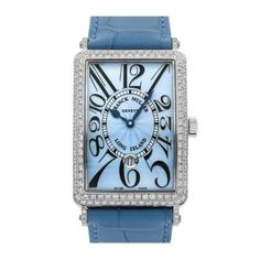 Franck Muller Long Island 1150SCDTD Automatic 45x33mm Blue White gold - Watch with original box and original papers - 5ATM - Sapphire crystal Womens Designer Watches, Franck Muller, Diamond Watches For Men, Authentic Watches, White Gold Bracelet, Unisex Watches, New Bands, Gold Case, Bezel Diamond