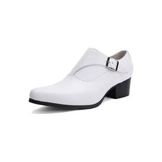 #Color_White White Pointed Toe Leather Shoes For Semi-formal Occasions, White Pointed Toe Oxfords For Formal Occasions, Formal White Pointed Toe Oxfords, Formal Wedding Shoes With Fitted Slip-on Design, Elegant Formal Oxfords With Square Toe, Leather Shoes With Heel Tab And Almond Toe, Elegant High Heel Oxfords For Spring, Formal Square Toe Leather Dress Shoes, Formal Leather Dress Shoes With Square Toe