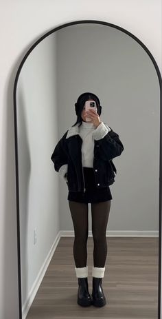 Fancy Aesthetic Outfits, Simple All Black Outfit, Aesthetic Winter Outfits Vintage, Black Flared Skirt Outfit, Sweater And Dress, Warm But Cute Outfits, Leavenworth Outfits, The Idol Outfits, Cute Nyc Outfits