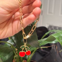 Handmade By Me Super Cute Fun, Cherry Bracelet From My Small Business Not Princess Polly But Similar Cherry Bracelet, Braclets Gold, Cowgirl Bracelets, Pink Cowgirl, My Small Business, Gold Bracelet Chain, Handmade Gold, Colorful Bracelets, Bracelet Gold