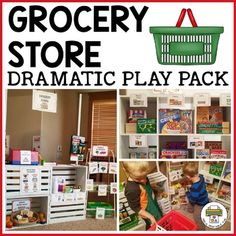 the grocery store dramatic play pack includes toys, books and games for toddlers to learn