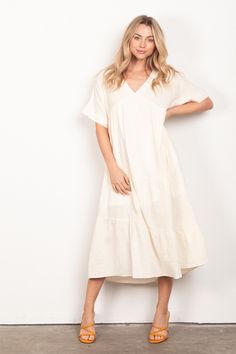 100% Cotton Soft Crinkle Gauze Midi Dress with Lining Cotton Gauze Dress, Overall Style, Gauze Dress, Cream Dress, Fun Fashion, Melon, Fashion Ideas, Cool Style, Overalls