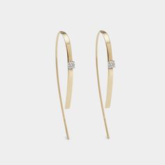 LANA JEWELRY earrings 14-karat yellow gold GH/SI1 white diamonds Total carat weight: 0.044 For pierced ears Imported Hoop Earrings With Diamonds, Lana Jewelry, Small Flat, White Diamonds, Pierced Ears, Diamond White, Ear Piercings, Gold Bracelet, Tops Designs