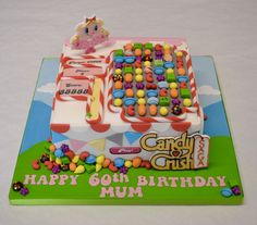 a birthday cake decorated with candy and candies