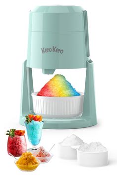 the kero rainbow ice cream maker is ready to be used for making colorful desserts