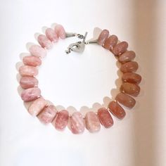 Natural Irregular shaped Rose Quartz Resin And Clay, Original Necklace, Rose Quartz Necklace, Rose Quartz Stone, Beaded Anklets, Handcrafted Necklace, Anklet Bracelet, I Design, Pink Quartz