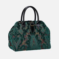 Burnout Velvet Jade Green Carpet Handbag Purse Carpetbag of America Victorian Carpet, Traditional Carpet, Large Travel Bag, Work Tote Bag, Burnout Velvet, Carpet Bag, Mens Travel Bag, Work Tote, Green Carpet