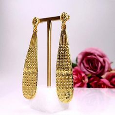 Long dangle drop gold earrings embellished with delicate Persian-style dot-pattern.Length: 6,2cmWidth: 1,3cmThese earrings are available in• Plain 925 sterling silver • 22K gold vermeil (durable gold plating over 925 sterling silver - for further details see FAQ section)Select the option of your choice from the drop down list.. . . . . . . . . . . . . . . . . . . . . . . . . . . . . . . . . . . . . ✈️ SHIPPING:• FREE SHIPPING on all orders (standard registered shipping with the Hellenic Post)You Yellow Gold Teardrop Chandelier Earrings, Gold Beaded Drop Earrings, Gold-tone Teardrop Earrings, Gold Long Drop Teardrop Earrings For Pierced Ears, Gold Long Drop Teardrop Earrings, Yellow Gold Teardrop Chandelier Earrings In Brass, Gold Plated Drop Linear Earrings, Gold Brass Long Drop Teardrop Earrings, Gold Dangle Drop Earrings For Party