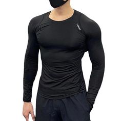 Black Men's Compression Shirt Running Shirt Long Sleeve Base Layer Athletic Athleisure Winter Breathable Quick Dry Sweat Wicking Running Jogging Training Sportswear Activewear Solid Colored Black White Dri-fit Athleisure Workout Tops, High Stretch Long Sleeve Sportswear T-shirt, Casual Long Sleeve T-shirt For Gym, Casual Stretch Dri-fit Tops, Black Long Sleeve Sportswear Top, Long Sleeve Athleisure T-shirt For Running, Functional Black Long Sleeve T-shirt, Athleisure Dri-fit Workout Tops, Stretch Long Sleeve T-shirt For Athleisure