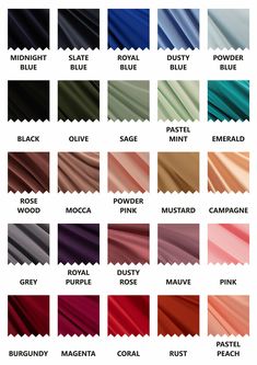 the different colors of satin fabric