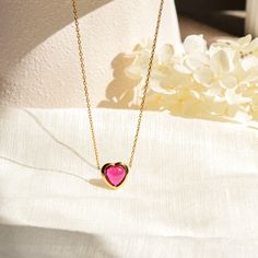 Our ruby heart gold necklace features a charming red gemstone in a heart-shaped gold pendant, combining elegance with a touch of romance. Perfect for birthdays, this cute necklace is a memorable and stylish gift for her. Style with ruby Earrings: https://rainbowrocksstudio.etsy.com/listing/1727349355  MEASUREMENTS  ✡ Centre Gemstone size: 8x8mm ✡ Pendant size: 10x10.9mm ✡ Chain length: 400mm+50mm (adjustable length)  MATERIAL  14k white gold vermeil Sterling silver base  GEMSTONE  Lab created ru Luxury Lab-created Ruby Necklace Gift, Pink Gold Plated Necklace For Anniversary, Dainty Heart Birthstone Necklace For Valentine's Day, Valentine's Day Dainty Heart Birthstone Necklace, Valentine's Day Birthstone Heart Pendant Necklace, Valentine's Day Heart Pendant Necklace With Birthstone, Valentine's Day Heart-shaped Birthstone Necklaces, Valentine's Day Rose Gold Heart Necklace, Red Heart Necklace With Birthstone As Gift