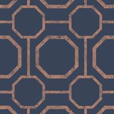 a blue and brown wallpaper with hexagonal shapes