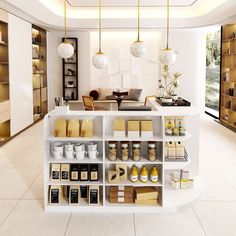 a kitchen filled with lots of different types of food and drinks on top of shelves