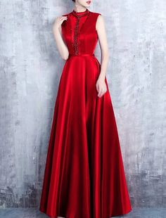 A-Line Evening Gown Elegant Dress Formal Wedding Guest Floor Length Sleeveless High Neck Satin with Pleats Dress Formal Wedding Guest, Gown Elegant, Formal Wedding Guests, Dresses Formal Elegant, Evening Gowns Elegant, Illusion Dress, Dress Formal, Formal Evening Dresses, Formal Wedding