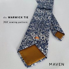 "Introducing The Warwick Tie sewing pattern: Your Perfect Handmade Gift 🌟Are you ready to create a truly exceptional gift? Look no further than The Warwick Tie PDF Sewing Pattern. Immerse yourself in the art of traditional tie-making and craft a premium-quality, eye-catching tie that will surely impress. This delightful pattern is designed for both seasoned sewing enthusiasts and adventurous beginners, making it the ideal choice for anyone looking to embrace their creative side. 💫Unleash Your Creativity: Gift or Craft, the Choice is Yours! The Warwick Tie pattern opens up a world of possibilities. You can either offer the gift of creativity to your loved ones, allowing them to craft their own stylish tie, or you can take the reins and lovingly create one for them yourself. The decision i Make A Tie, Groomsmen Ties, Tie Pattern, Paper Sewing Patterns, Creative Craft, Handcrafted Accessories, Simplicity Patterns, Letter Paper, Pdf Sewing Patterns