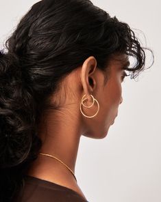 Classic Hoop Earring Set 18ct Gold Vermeil. Upgrade Your Ear Stack with the Ultimate Everyday Hoop Set. The Classic Small and Medium Hoop Earrings Stack are Light as Air and Feature a Hidden Hinge for a Seamless Closure. Save When Buying Them Together — was $237, Now $193. Metal: Both Hoops are 18Ct Recycled Gold Plated Vermeil on Recycled Sterling Silver Small Hoop Dimensions: 20mm X 20mm Medium Hoop Dimensions: 30mm X 30mm Weight: 7g Product Code: Set-E53 Earrings Stack, Hoop Earring Set, Medium Hoop Earrings, Ear Stack, Hoop Earring Sets, Star Studs, Product Introduction, Recycled Gold, Sterling Silver Hoops