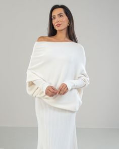 LIMITED RESTOCK | Asymmetric Draped | Ivory Knitted Jumper, Outdoor Wear, Soft Knits, Stylish Outfits, Jumper, Relaxed Fit, Clothes