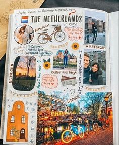 Aesthetic & Creative Travel Journal Ideas For Travelers Notebook The Adventure Book Travel Journals, Travel Scrapbook Aesthetic, Amsterdam Scrapbook Ideas, Traveling Scrapbook Ideas, Scrapbook Travel Ideas, Study Abroad Scrapbook, Design For Scrapbook Ideas, Trip Journal Ideas