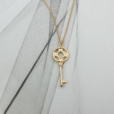 Material : 14k Gold plated - Hypoallergenic over Brass Key : 9.5mm x 27mm Gold Key Pendant Jewelry, Gold Pendant Jewelry With Keys, Yellow Gold Key Pendant Jewelry, Classic Jewelry With Keys For Gifts, Key Necklace Vintage, North Star Necklace, Pineapple Necklace, Good Luck Necklace, Key Pendant Necklace