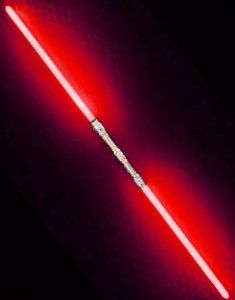 a red light saber on a black background