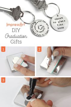 the instructions for how to make a graduation keychain that is attached to a mirror