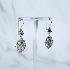 925 Sterling Silver Handcrafted Filigree Art Flower Figured Dangle Earrings Beautiful Beadwork, Art Earrings, Mesopotamia, Christmas Gifts For Women, Christmas Gifts For Mom, Silver Filigree, Flower Design, Beautiful Necklaces, Flower Designs