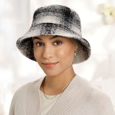 The perfect hat for a day out. Fully lined for comfort with a 2 ¼” brim. This hat will keep you warm and comfortable all season long. Spot clean. One size fits most. Halos give the look of hair under hats without the expense of a wig. They are open at the top to keep you cool and comfortable when hot sweats strike and they add a lightweight layer of warmth on the coldest days. Designed for women experiencing hair loss due to chemotherapy treatments, Alopecia or other medically related hair loss. Plaid Bucket Hat, Post Surgical Bra, Measure Bra Size, Men's Wigs, Camisole Bra, Mastectomy Bra, Nape Of Neck, Brown Highlights, How To Wear Scarves